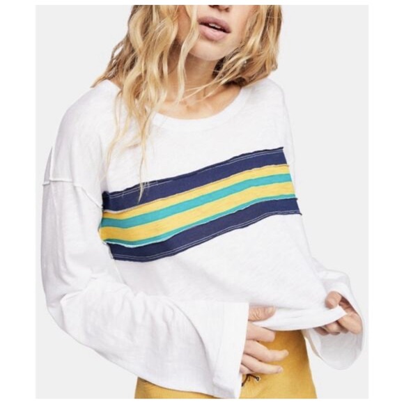 We The Free Ziggy Retro Crop‎ Stripe Long Sleeve Tee Size Med - Picture 5 of 13